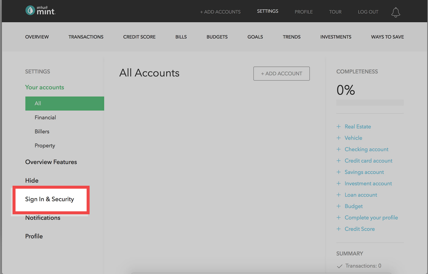 how to delete mint account permanently