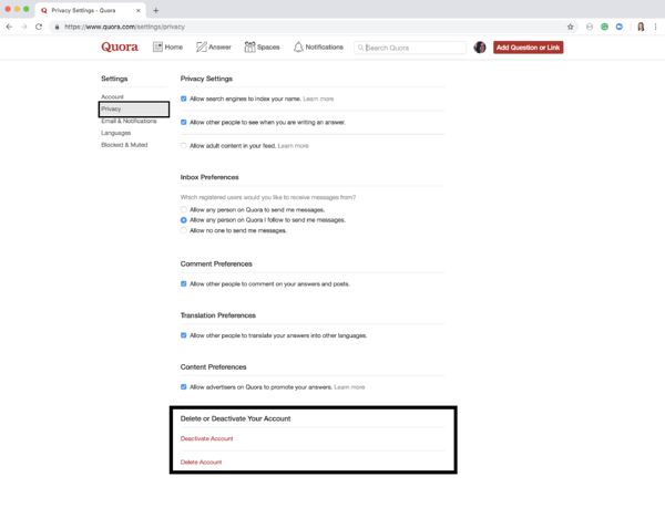 How to Delete Quora Account