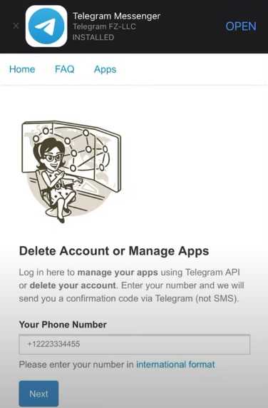 how to delete Telegram account