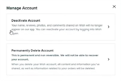 how to delete wish account easily