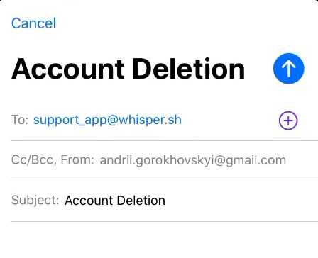 delete Whisper account